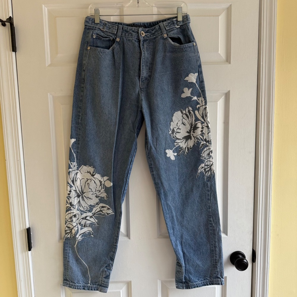 Maniere De Voir Blue Floral Women Jeans